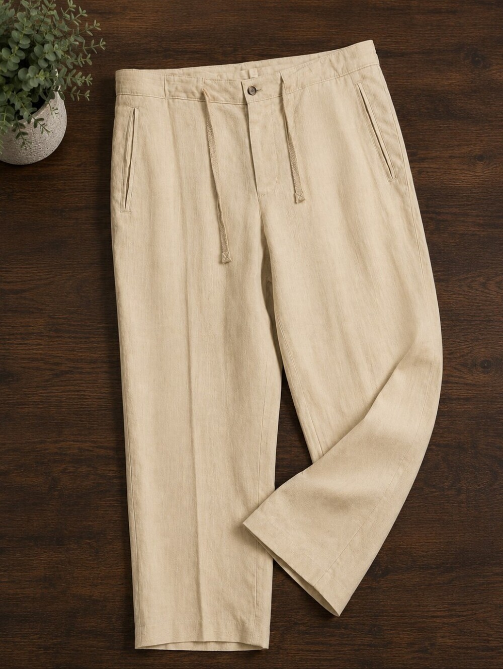 Tasso Elba NWOT Beige 100%linen Drawstring Casual Vacation Pants. Mens 36/30